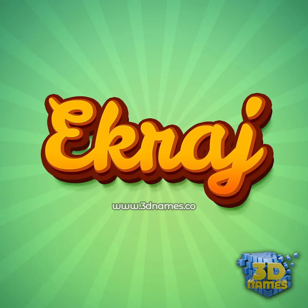 ekraj in Green Rays style - 3D name wallpaper