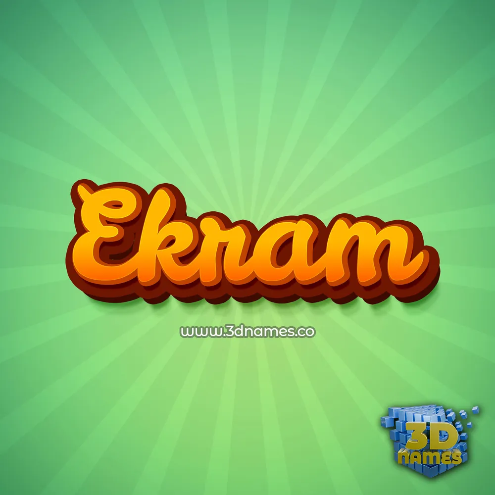 ekram in Green Rays style - 3D name wallpaper