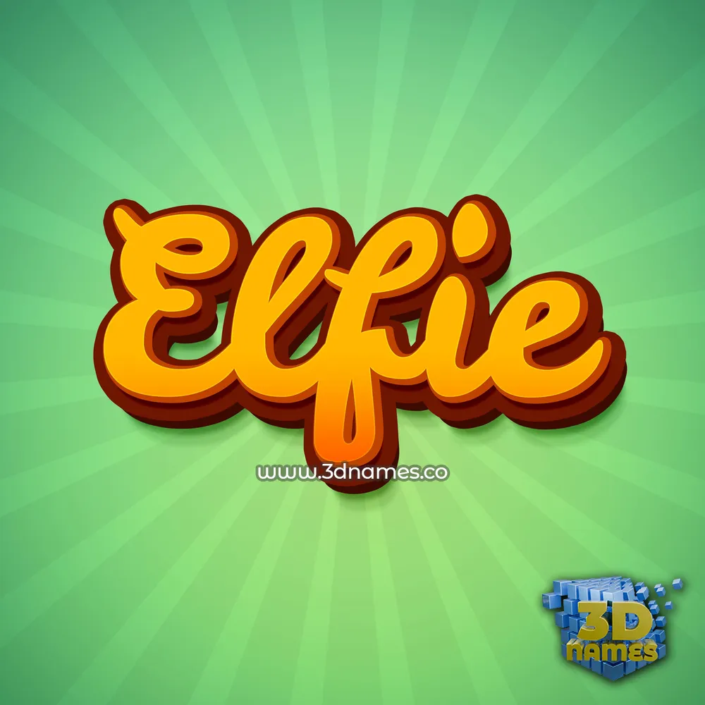 elfie in Green Rays style - 3D name wallpaper