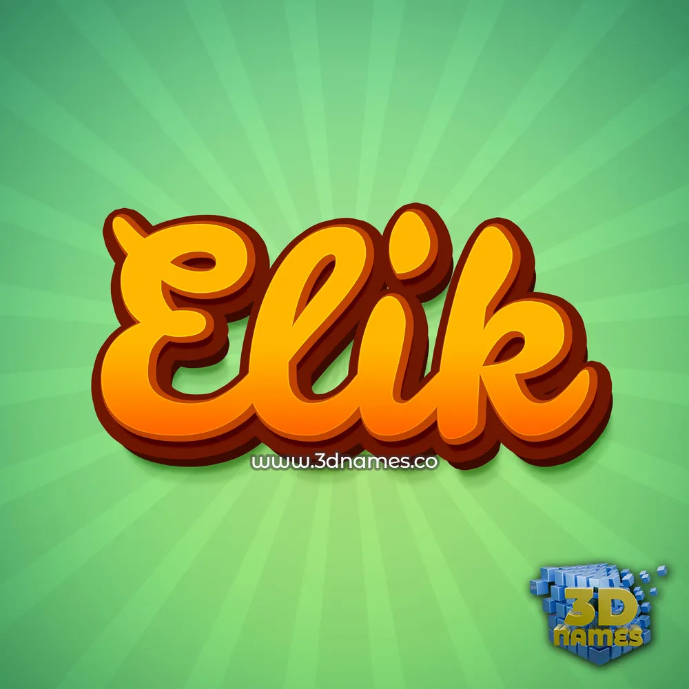 elik in Green Rays style - 3D name wallpaper