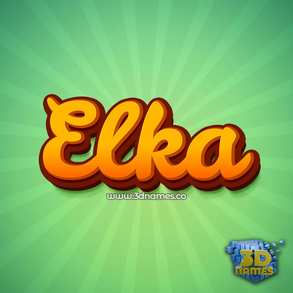 elka in Green Rays style - 3D name wallpaper