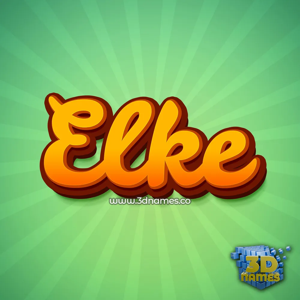 elke in Green Rays style - 3D name wallpaper
