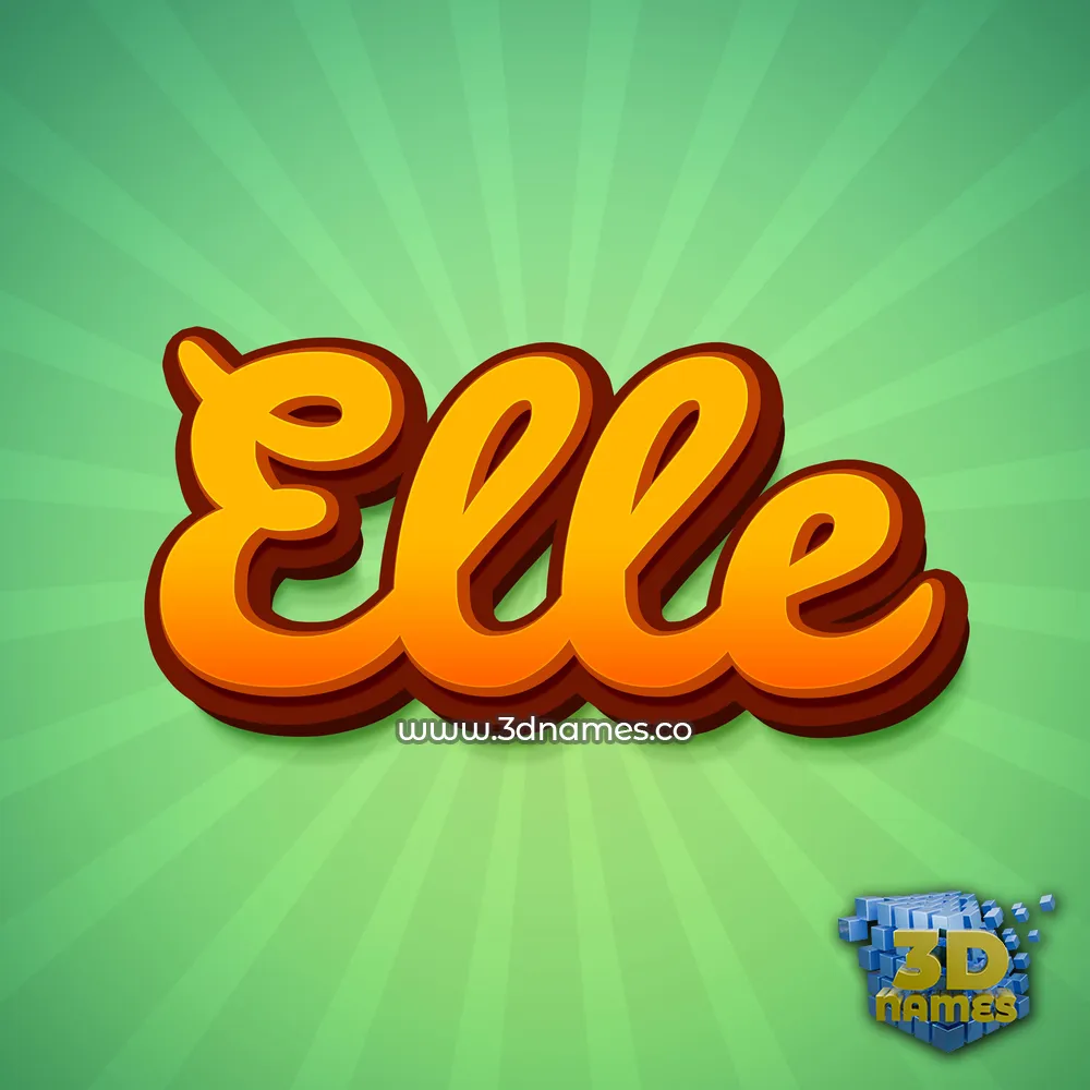 elle in Green Rays style - 3D name wallpaper