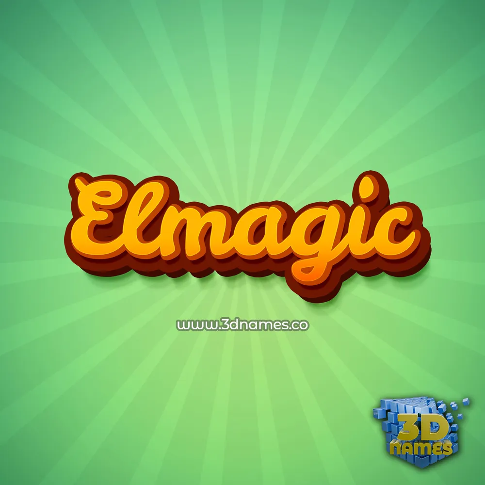 elmagic in Green Rays style - 3D name wallpaper
