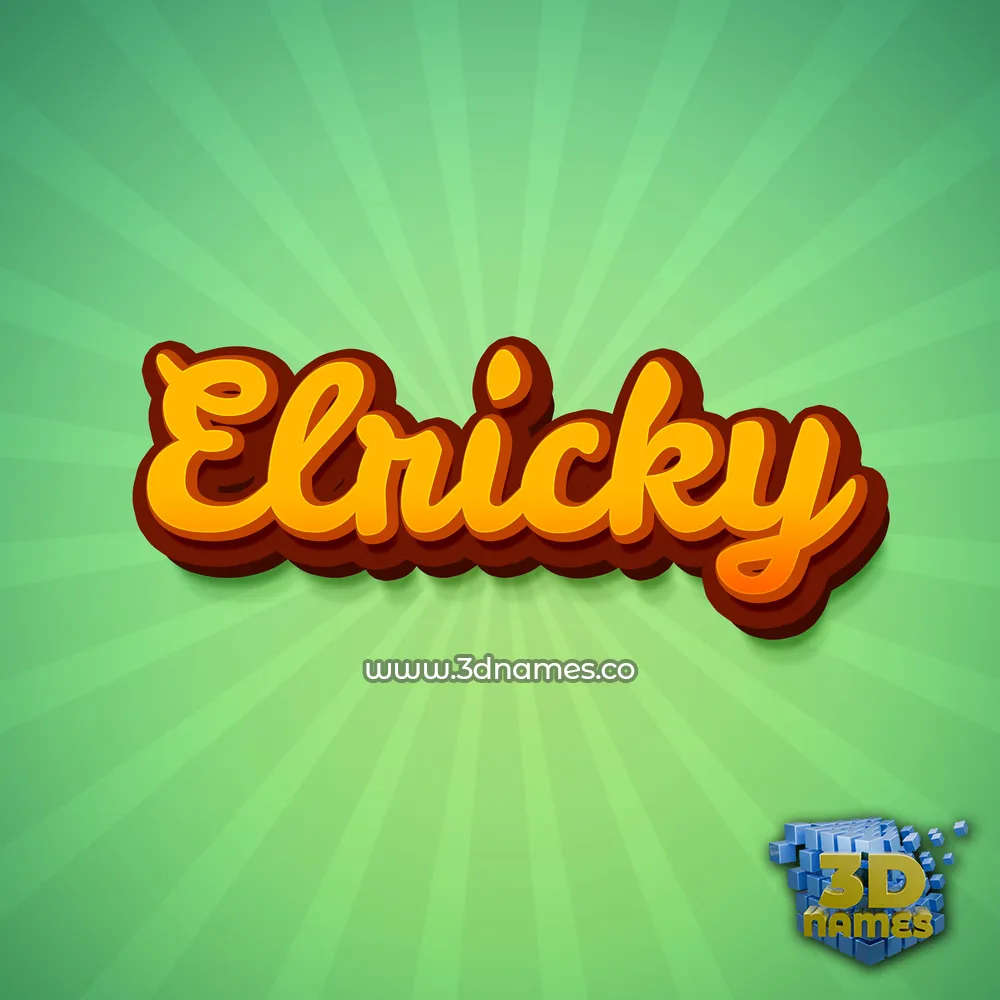 elricky in Green Rays style - 3D name wallpaper