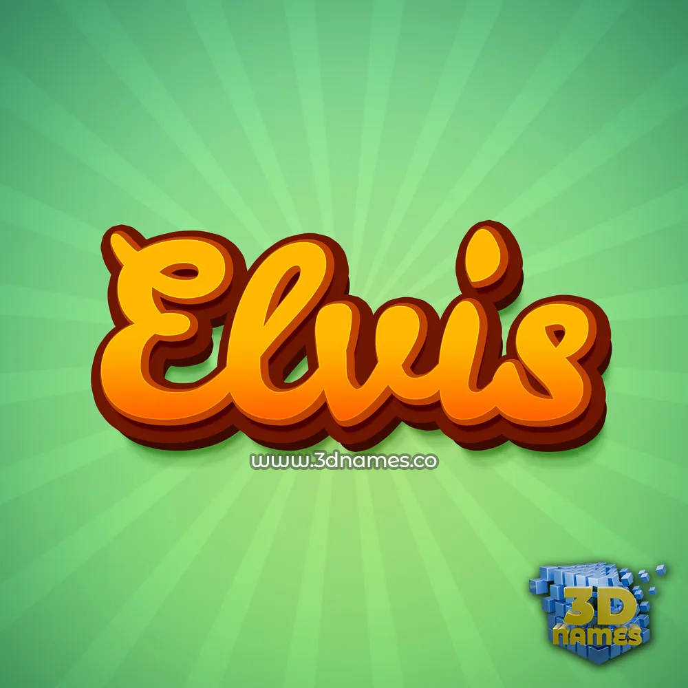 elvis in Green Rays style - 3D name wallpaper