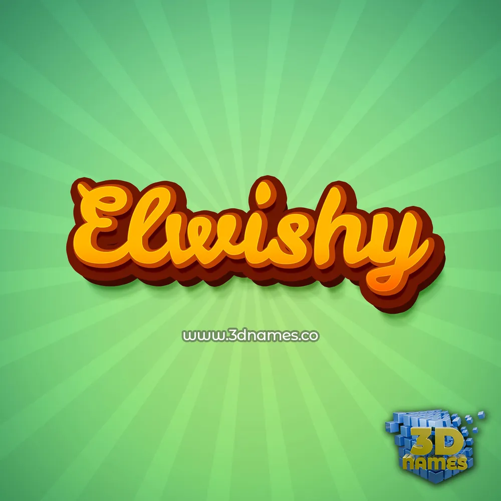 elwishy in Green Rays style - 3D name wallpaper