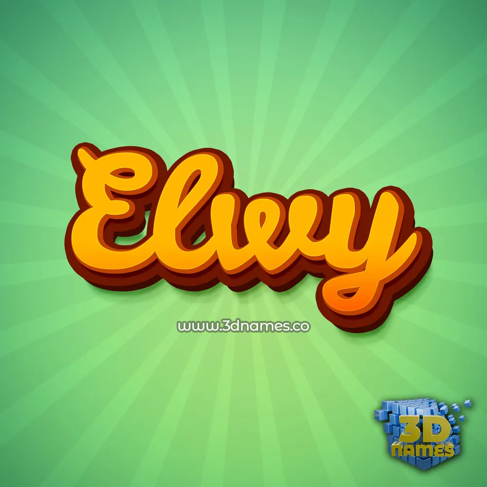 elwy in Green Rays style - 3D name wallpaper