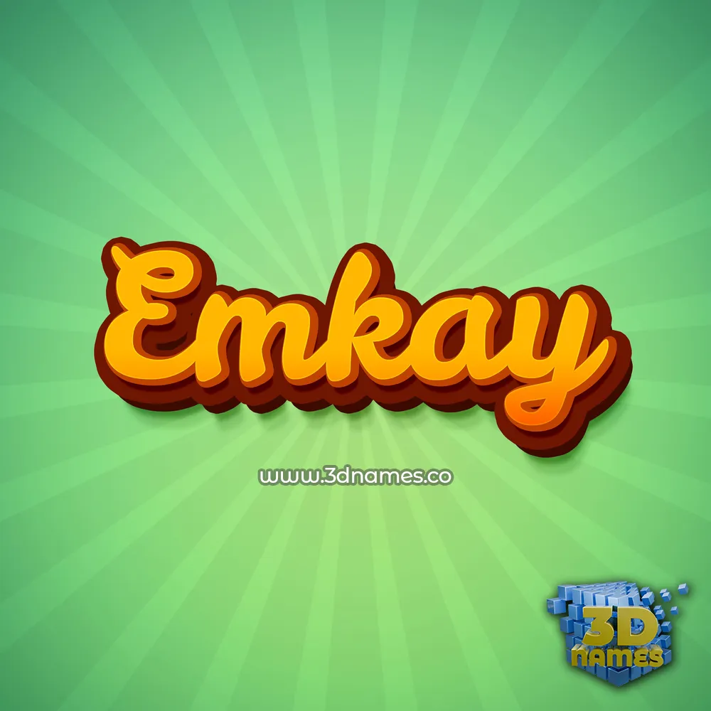 emkay in Green Rays style - 3D name wallpaper
