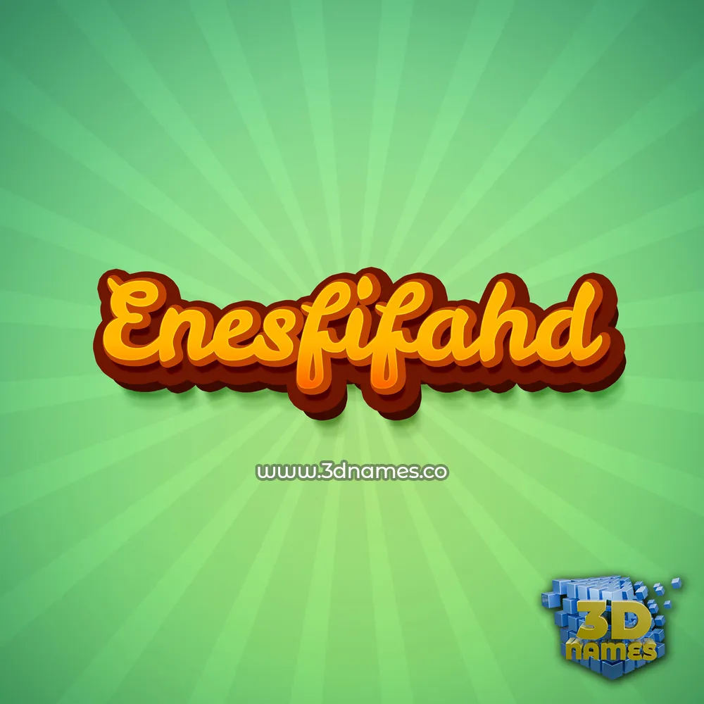 enesfifahd in Green Rays style - 3D name wallpaper