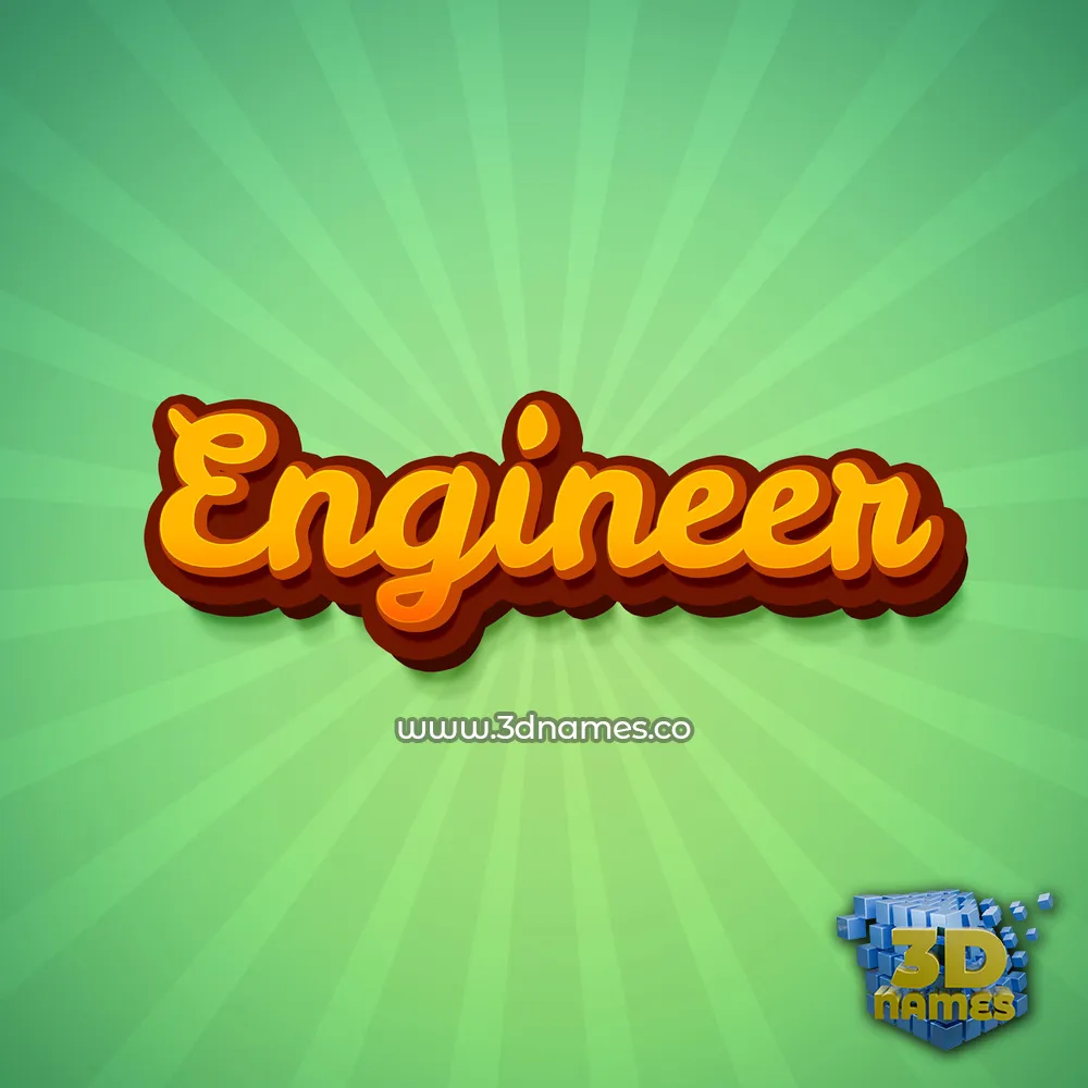 engineer in Green Rays style - 3D name wallpaper