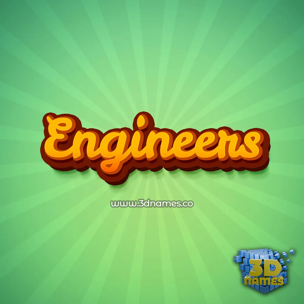 engineers in Green Rays style - 3D name wallpaper