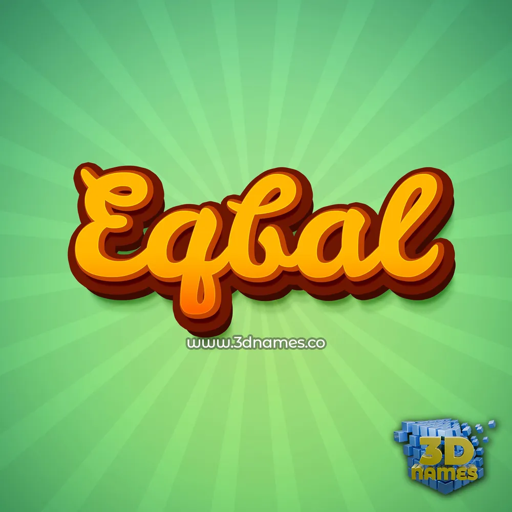 eqbal in Green Rays style - 3D name wallpaper