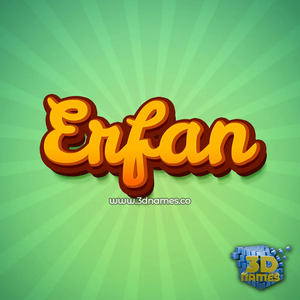 erfan in Green Rays style - 3D name wallpaper