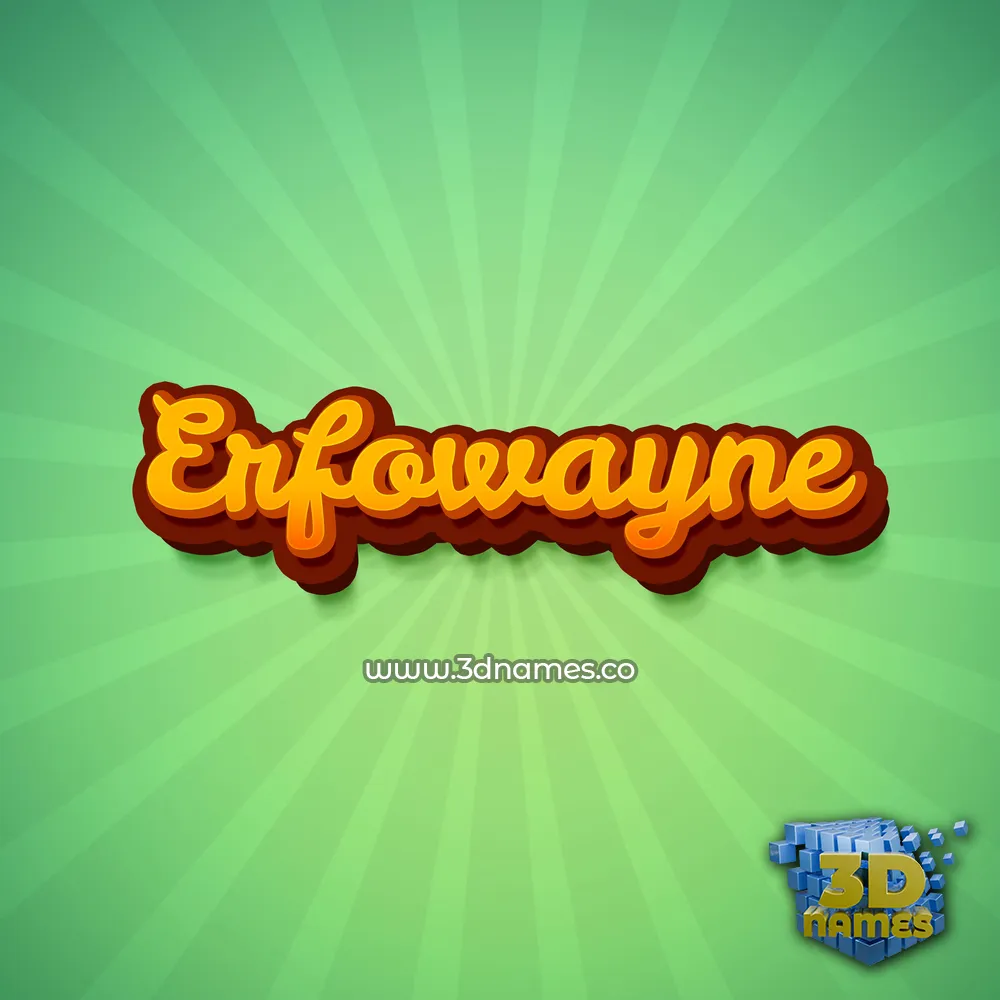 erfowayne in Green Rays style - 3D name wallpaper