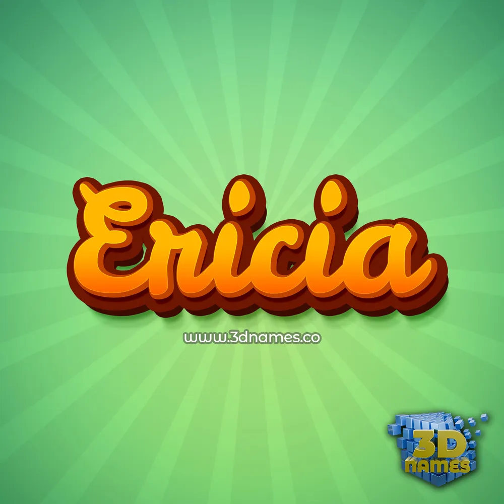 ericia in Green Rays style - 3D name wallpaper
