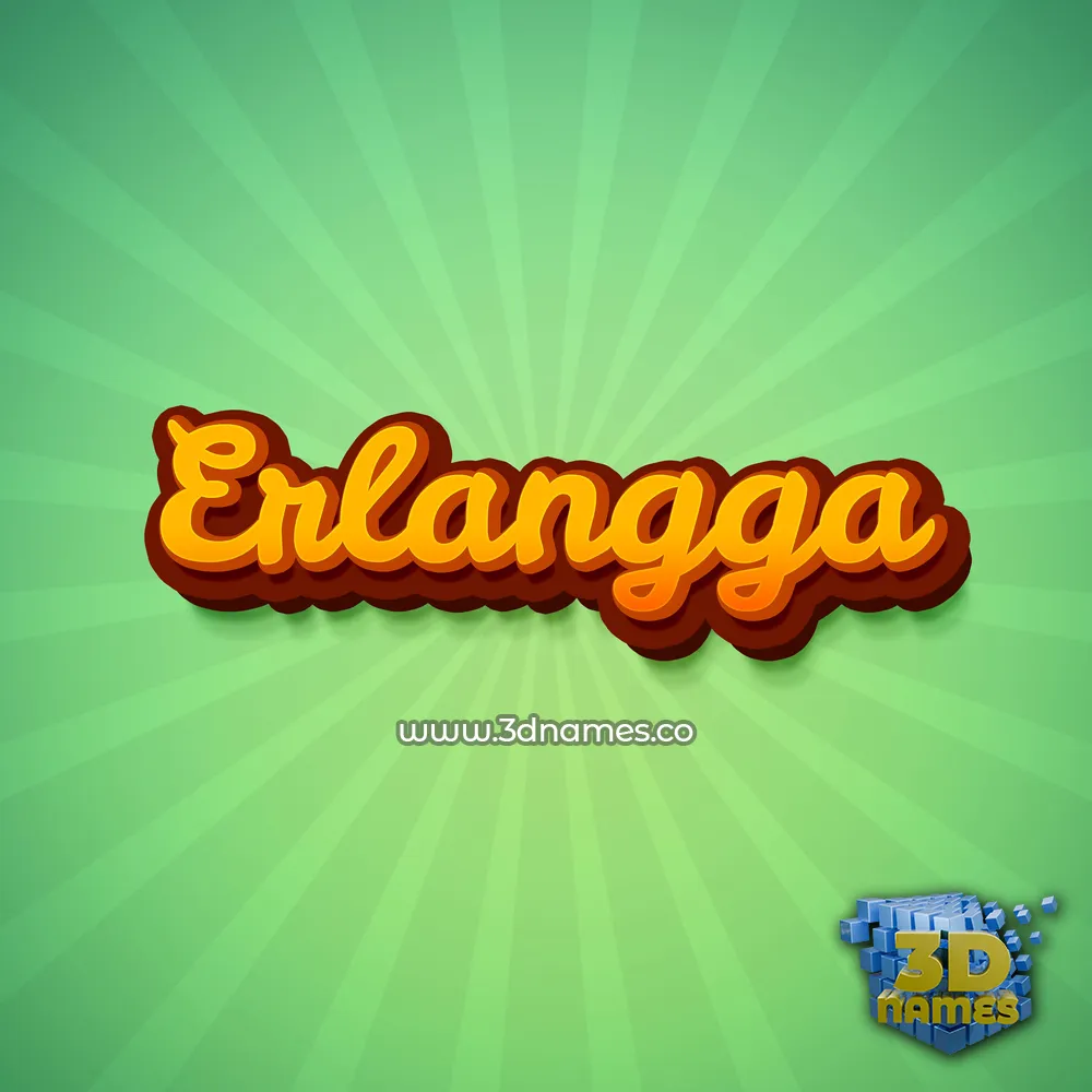 erlangga in Green Rays style - 3D name wallpaper