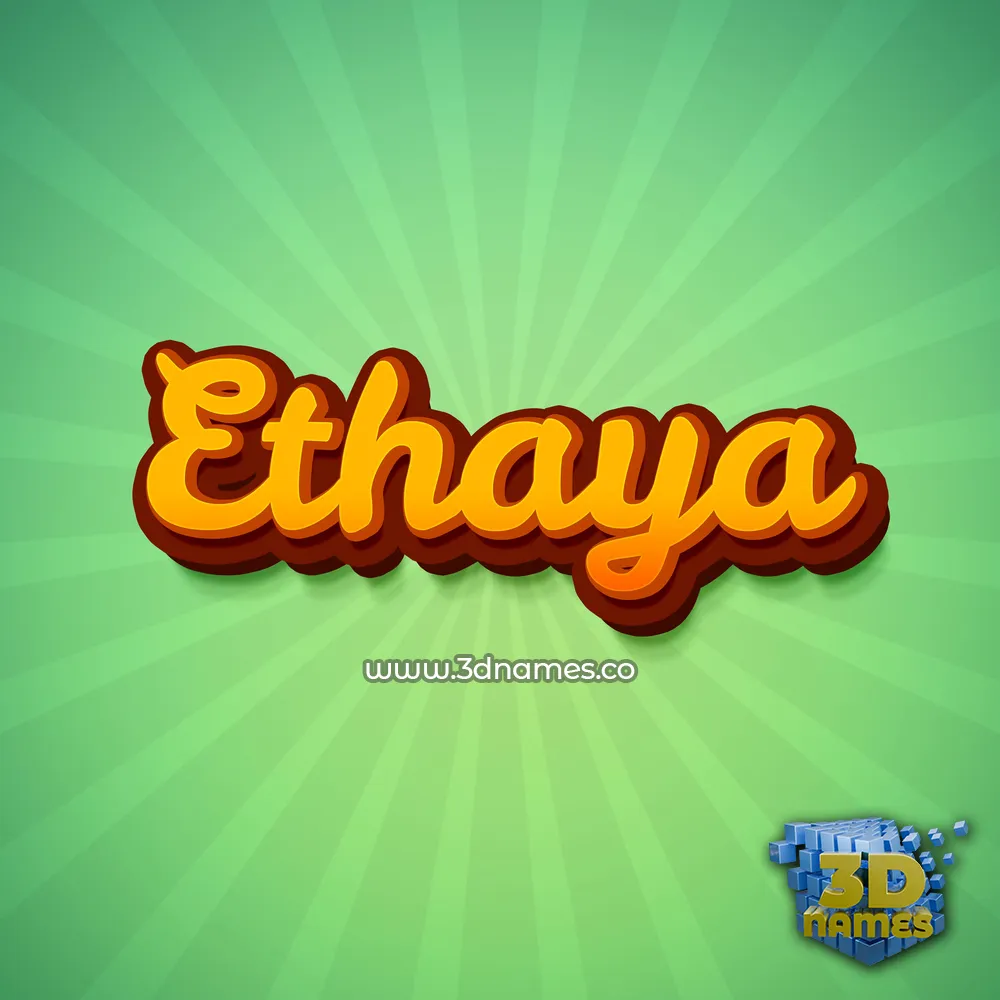 ethaya in Green Rays style - 3D name wallpaper