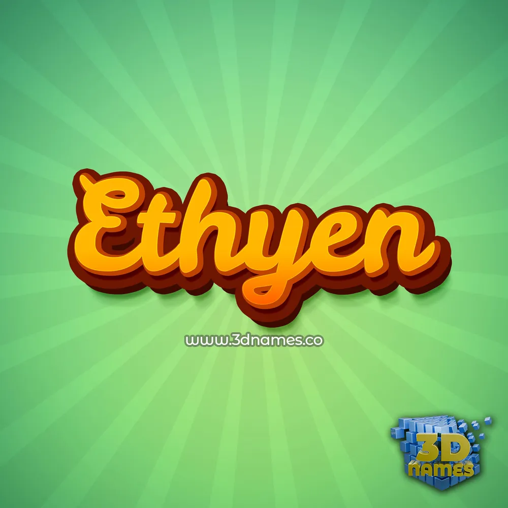 ethyen in Green Rays style - 3D name wallpaper