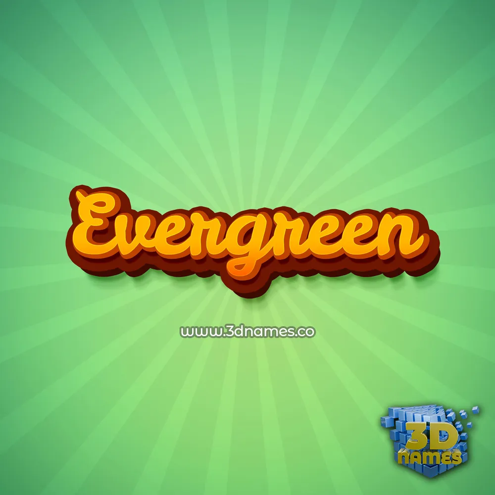 evergreen in Green Rays style - 3D name wallpaper