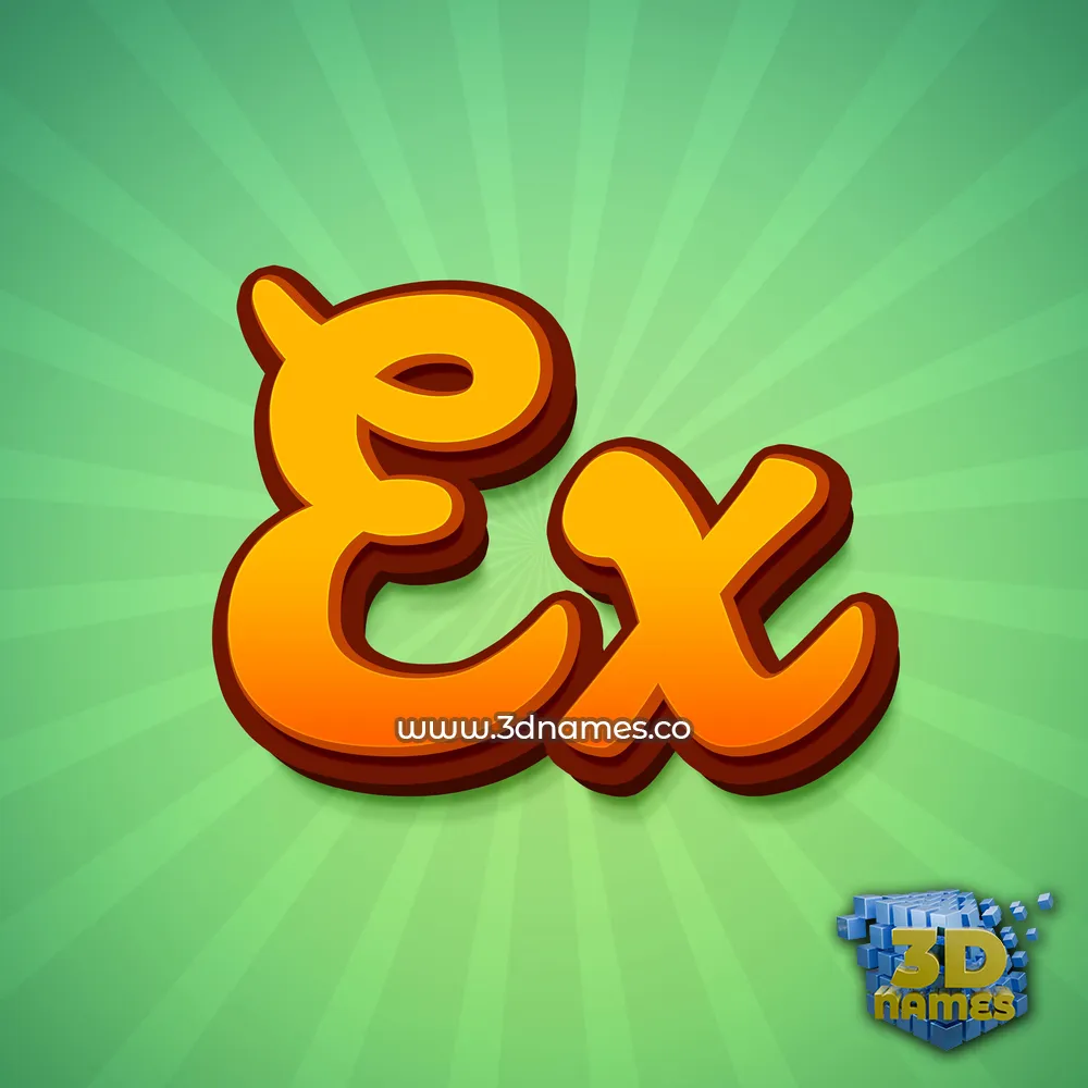 ex in Green Rays style - 3D name wallpaper