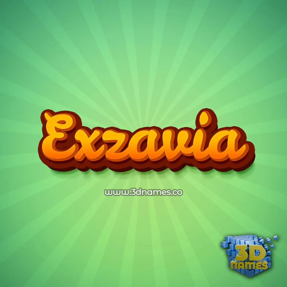 exzavia in Green Rays style - 3D name wallpaper