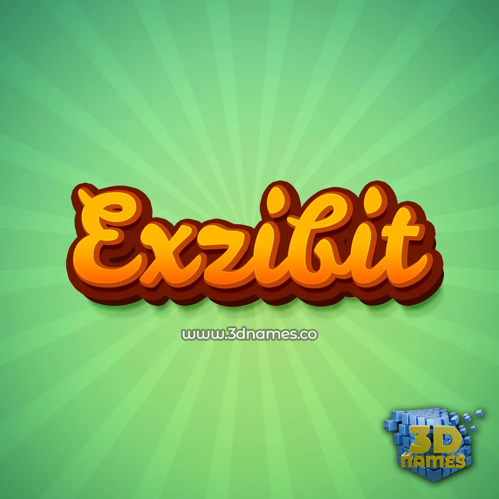 exzibit in Green Rays style - 3D name wallpaper
