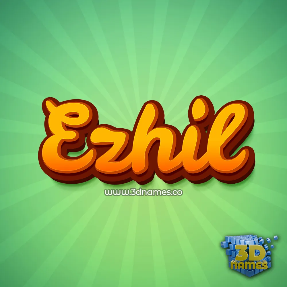 ezhil in Green Rays style - 3D name wallpaper