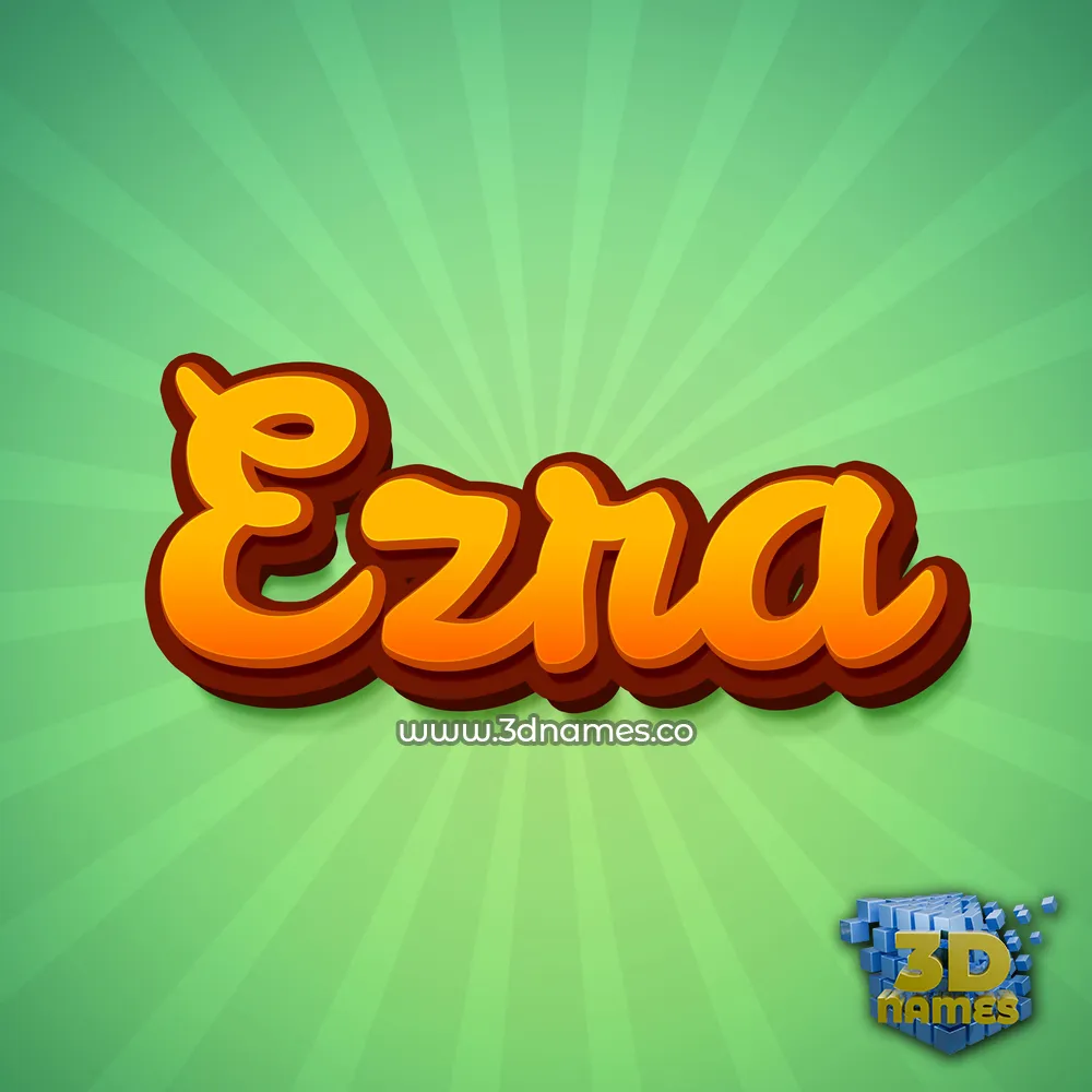 ezra in Green Rays style - 3D name wallpaper