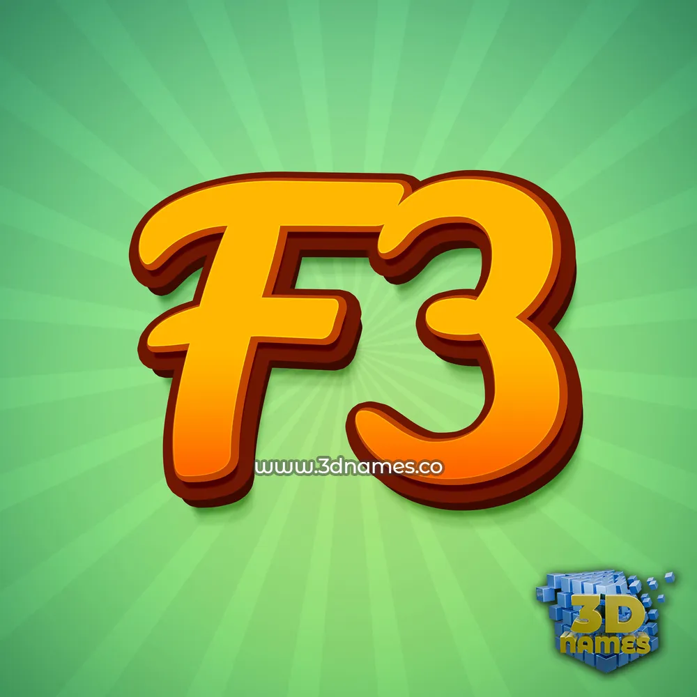 f3 in Green Rays style - 3D name wallpaper