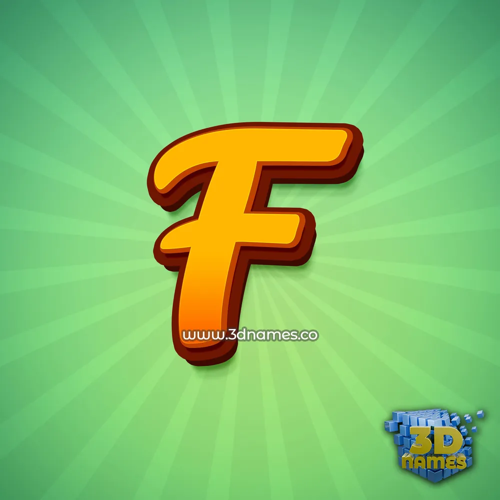 f in Green Rays style - 3D name wallpaper