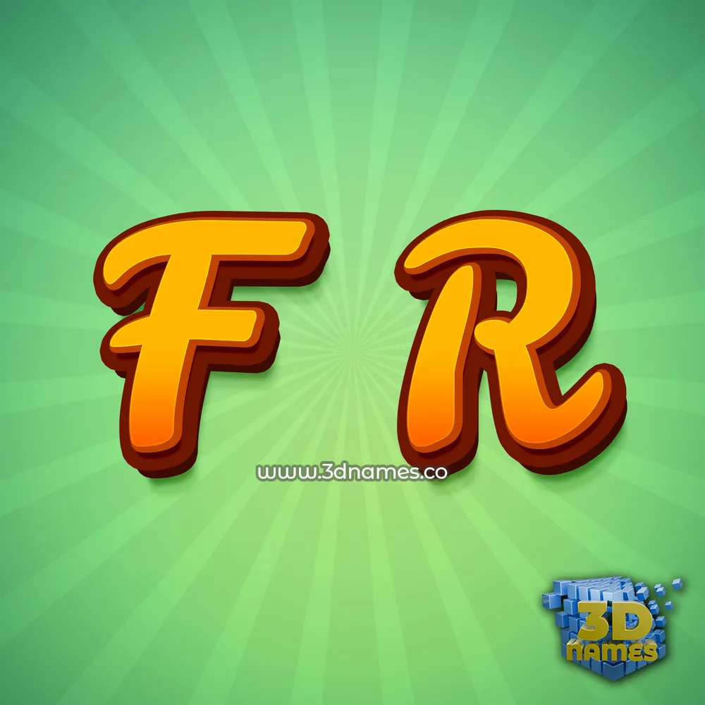 f r in Green Rays style - 3D name wallpaper