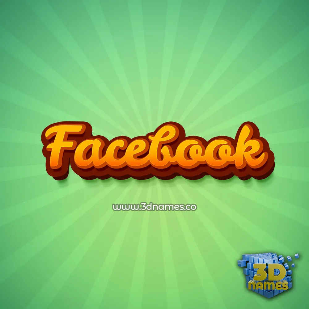 facebook in Green Rays style - 3D name wallpaper