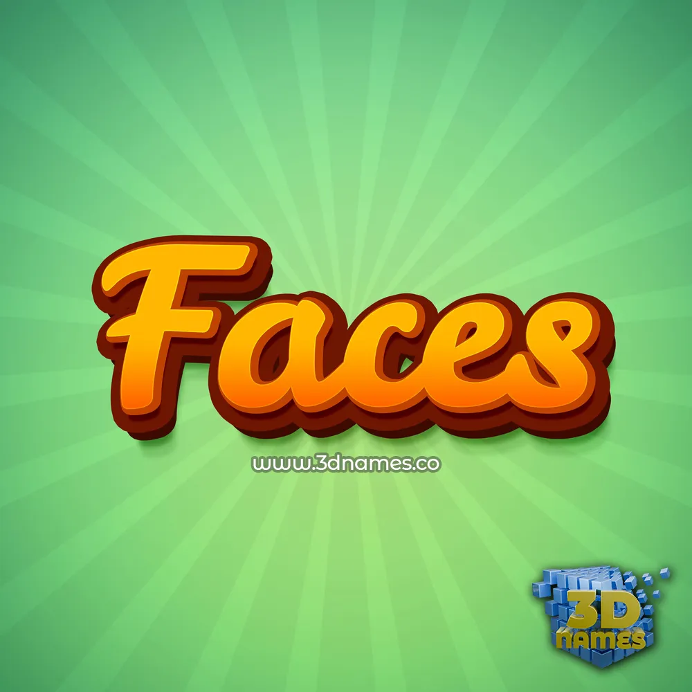 faces in Green Rays style - 3D name wallpaper