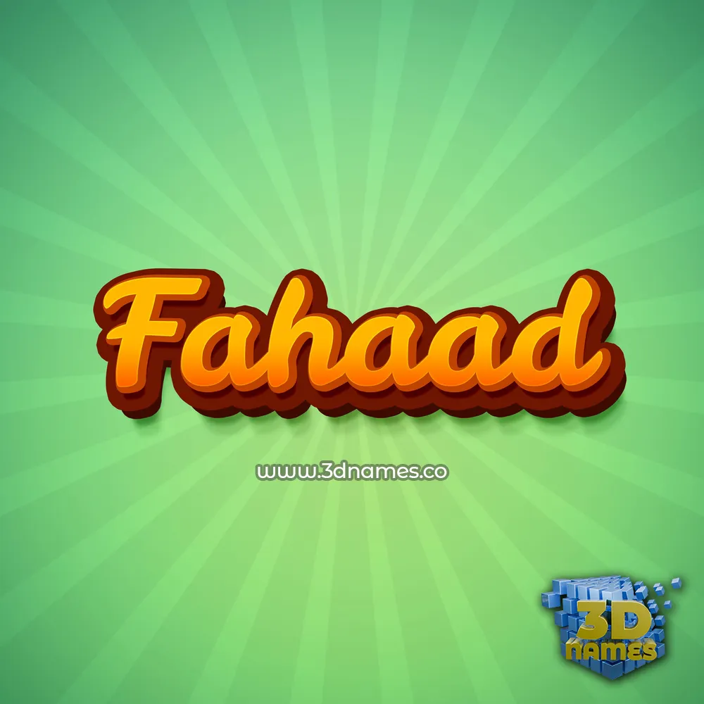 fahaad in Green Rays style - 3D name wallpaper
