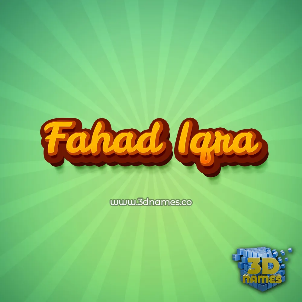 fahad iqra in Green Rays style - 3D name wallpaper