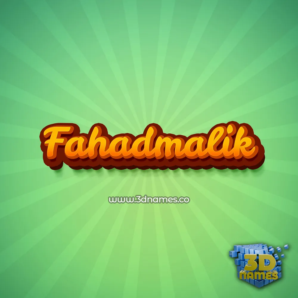 fahadmalik in Green Rays style - 3D name wallpaper