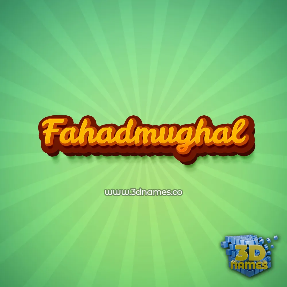 fahadmughal in Green Rays style - 3D name wallpaper