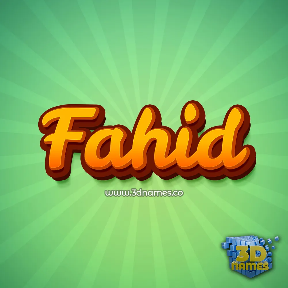 fahid in Green Rays style - 3D name wallpaper