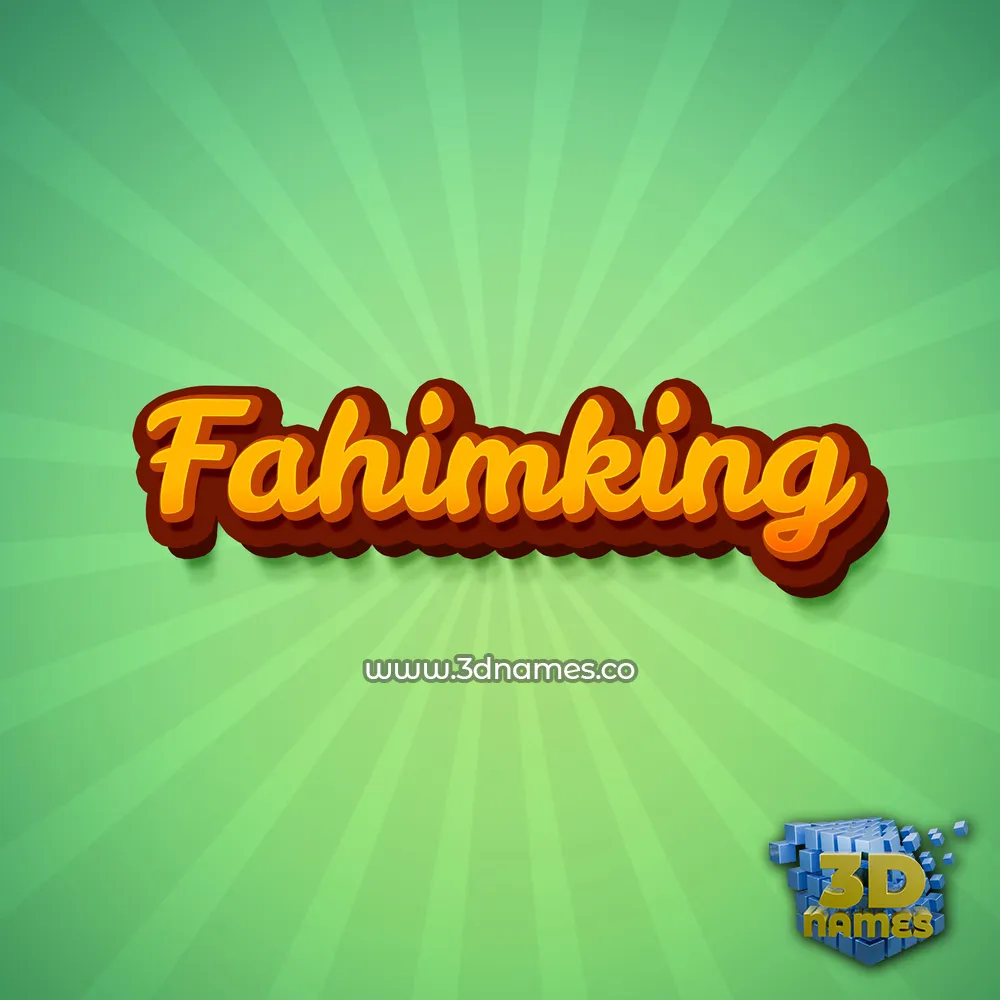 fahimking in Green Rays style - 3D name wallpaper