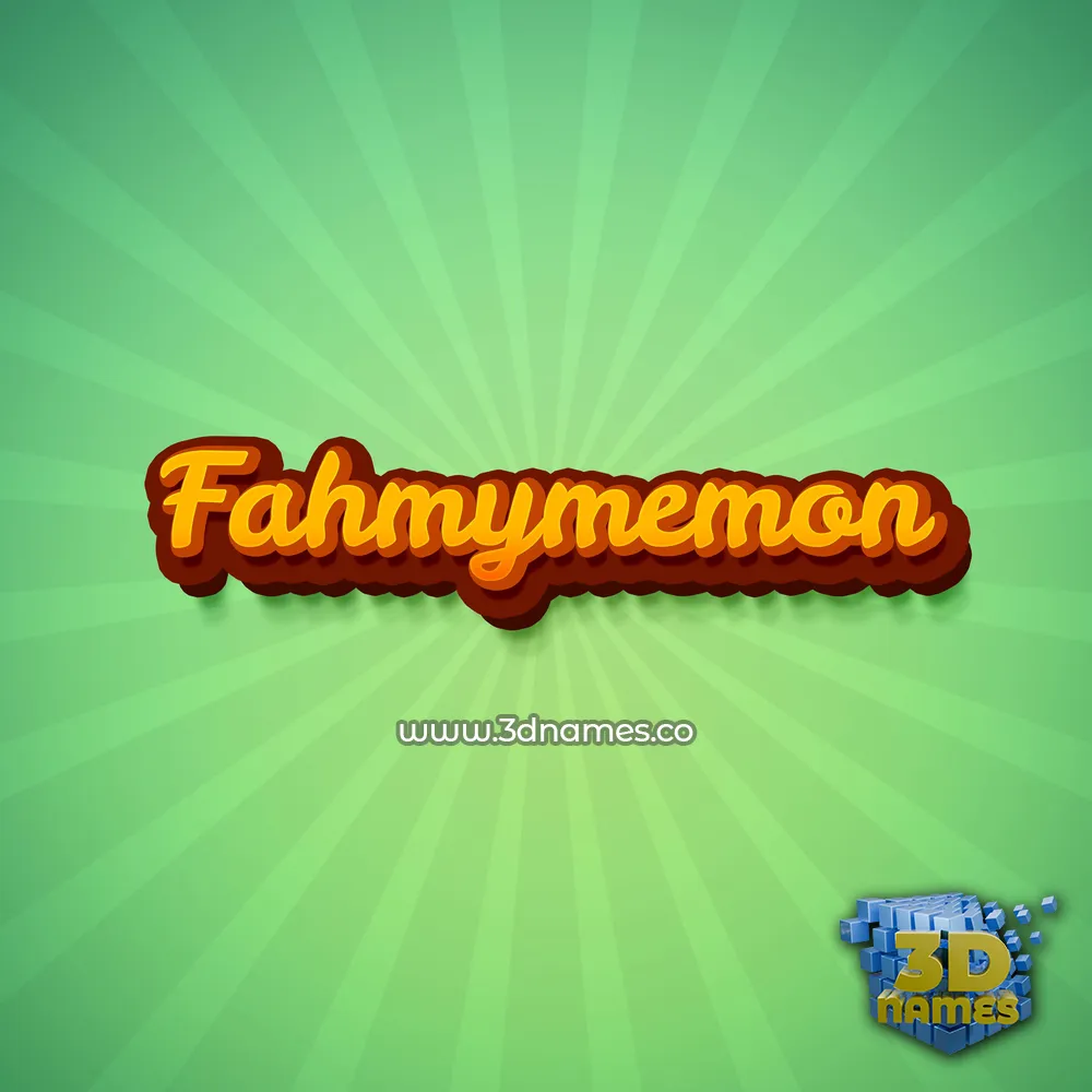 fahmymemon in Green Rays style - 3D name wallpaper