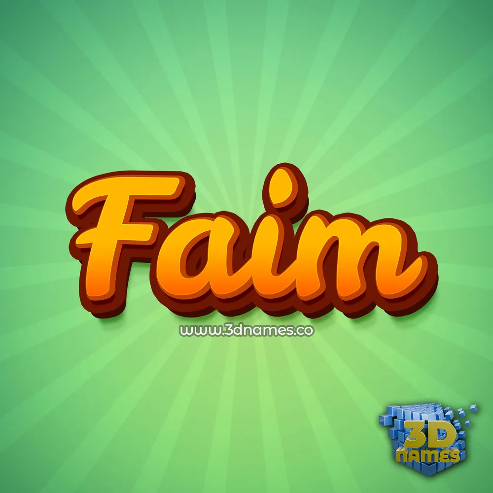 faim in Green Rays style - 3D name wallpaper