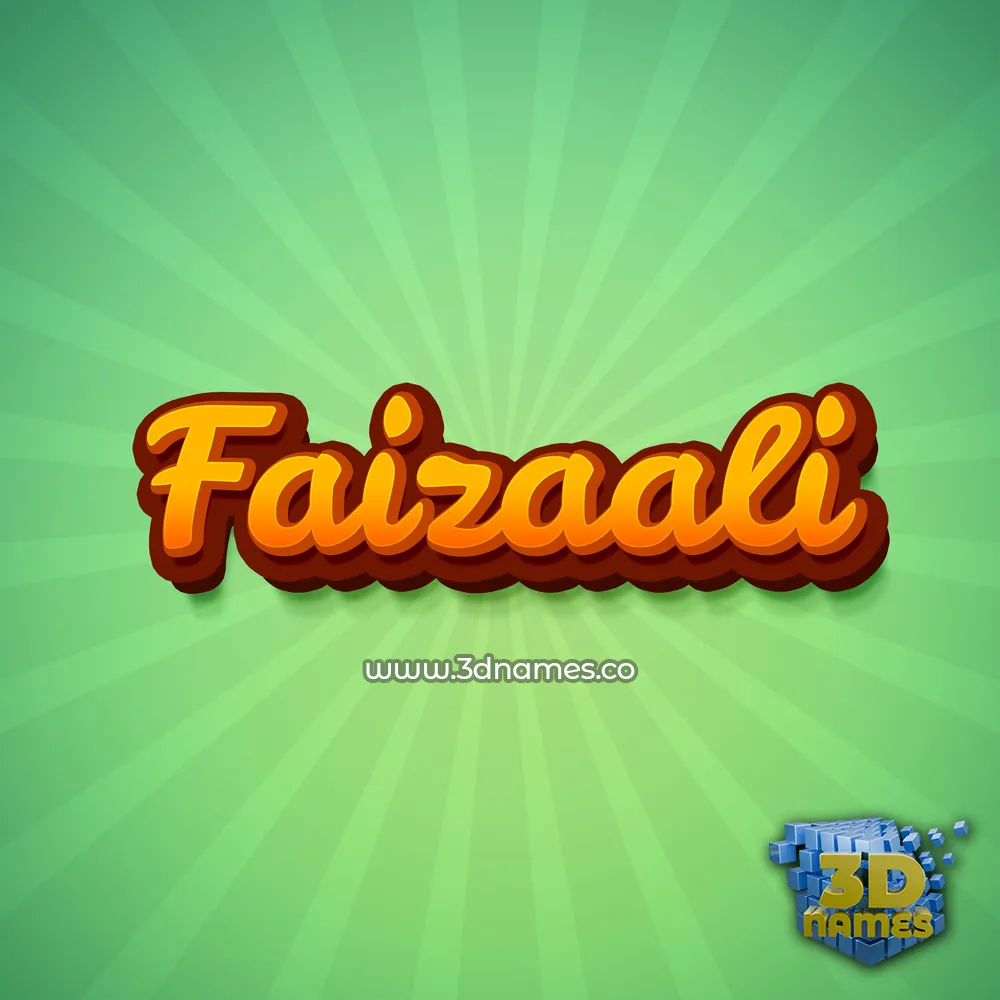 faizaali in Green Rays style - 3D name wallpaper