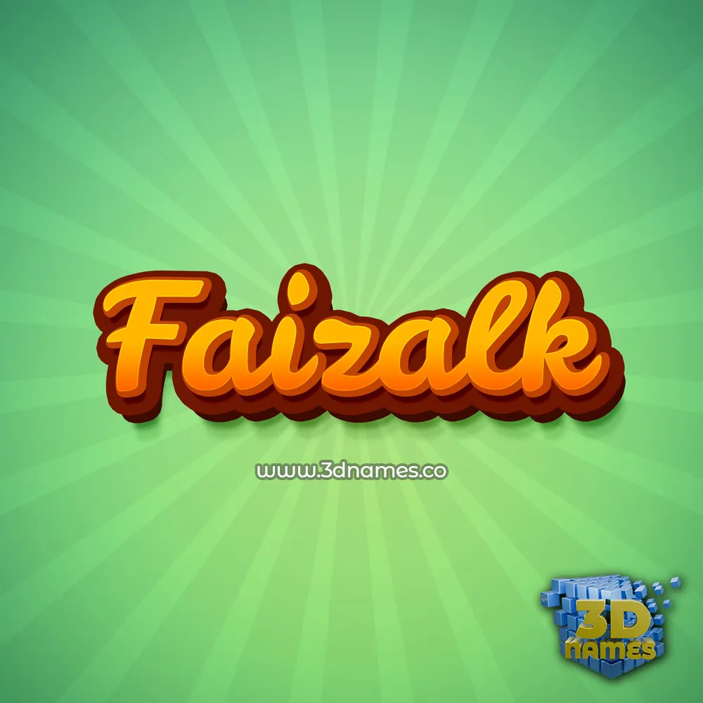 faizalk in Green Rays style - 3D name wallpaper