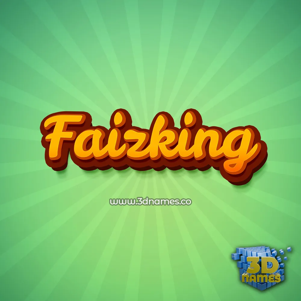 faizking in Green Rays style - 3D name wallpaper