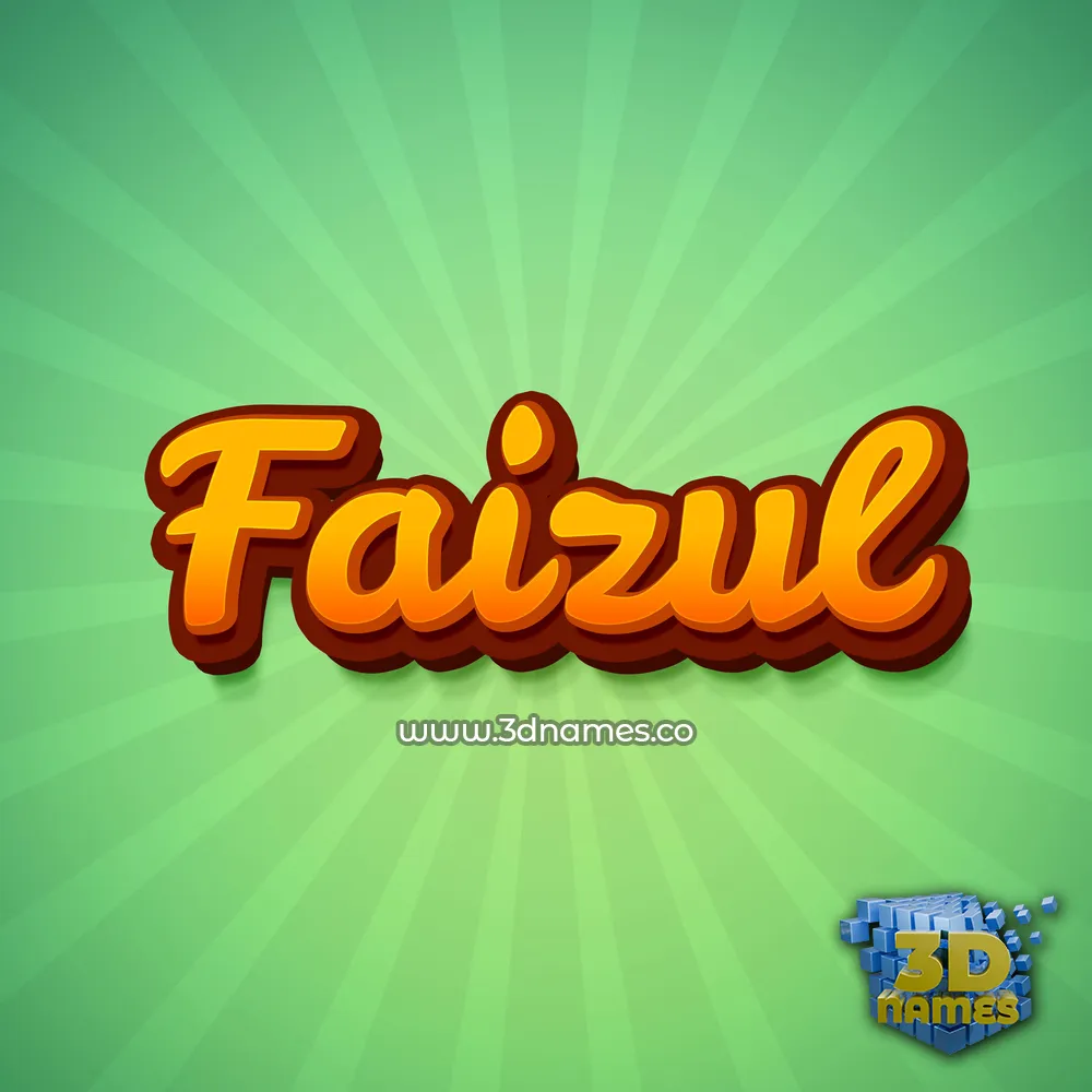 faizul in Green Rays style - 3D name wallpaper