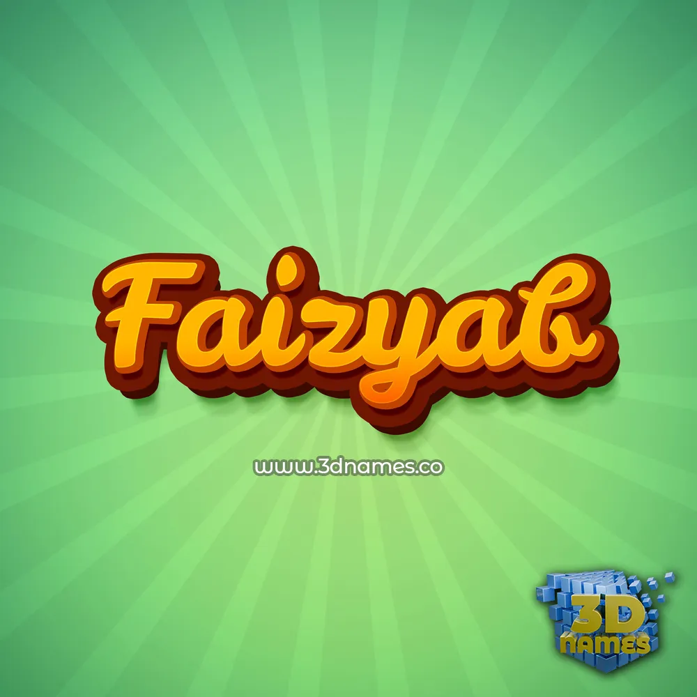 faizyab in Green Rays style - 3D name wallpaper
