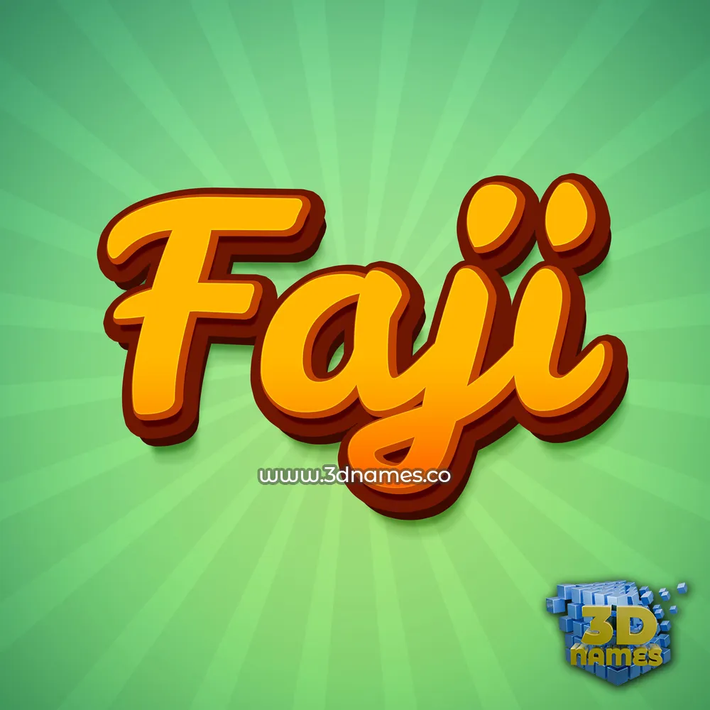 faji in Green Rays style - 3D name wallpaper