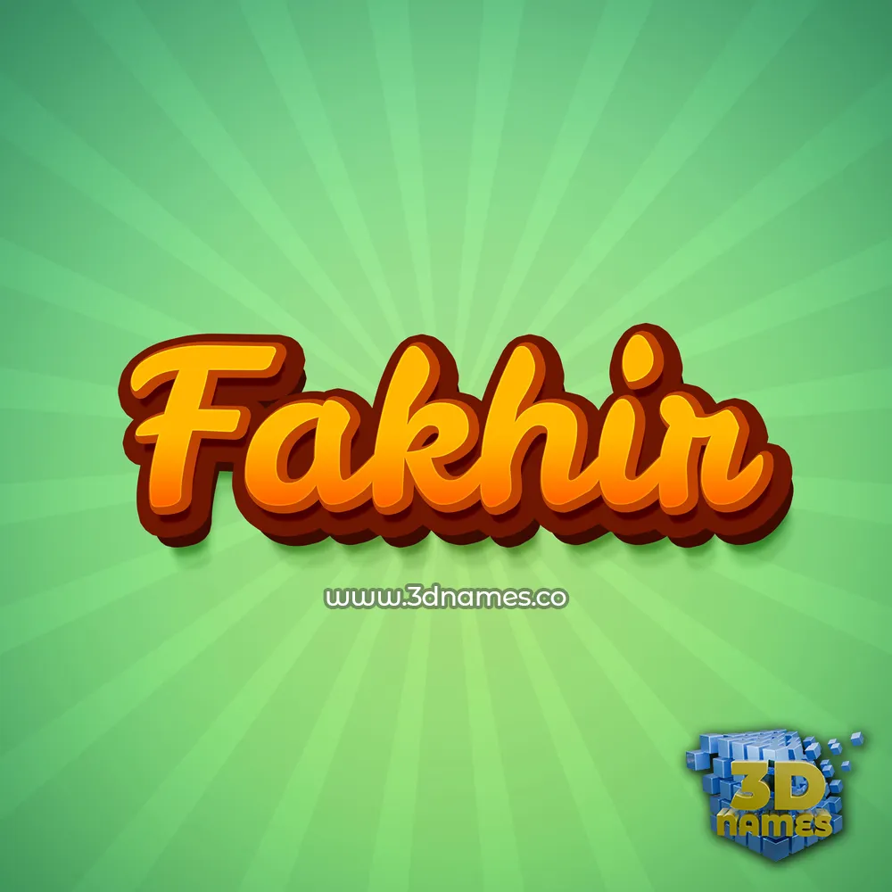 fakhir in Green Rays style - 3D name wallpaper