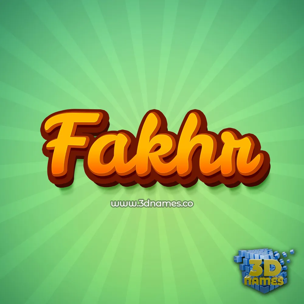 fakhr in Green Rays style - 3D name wallpaper
